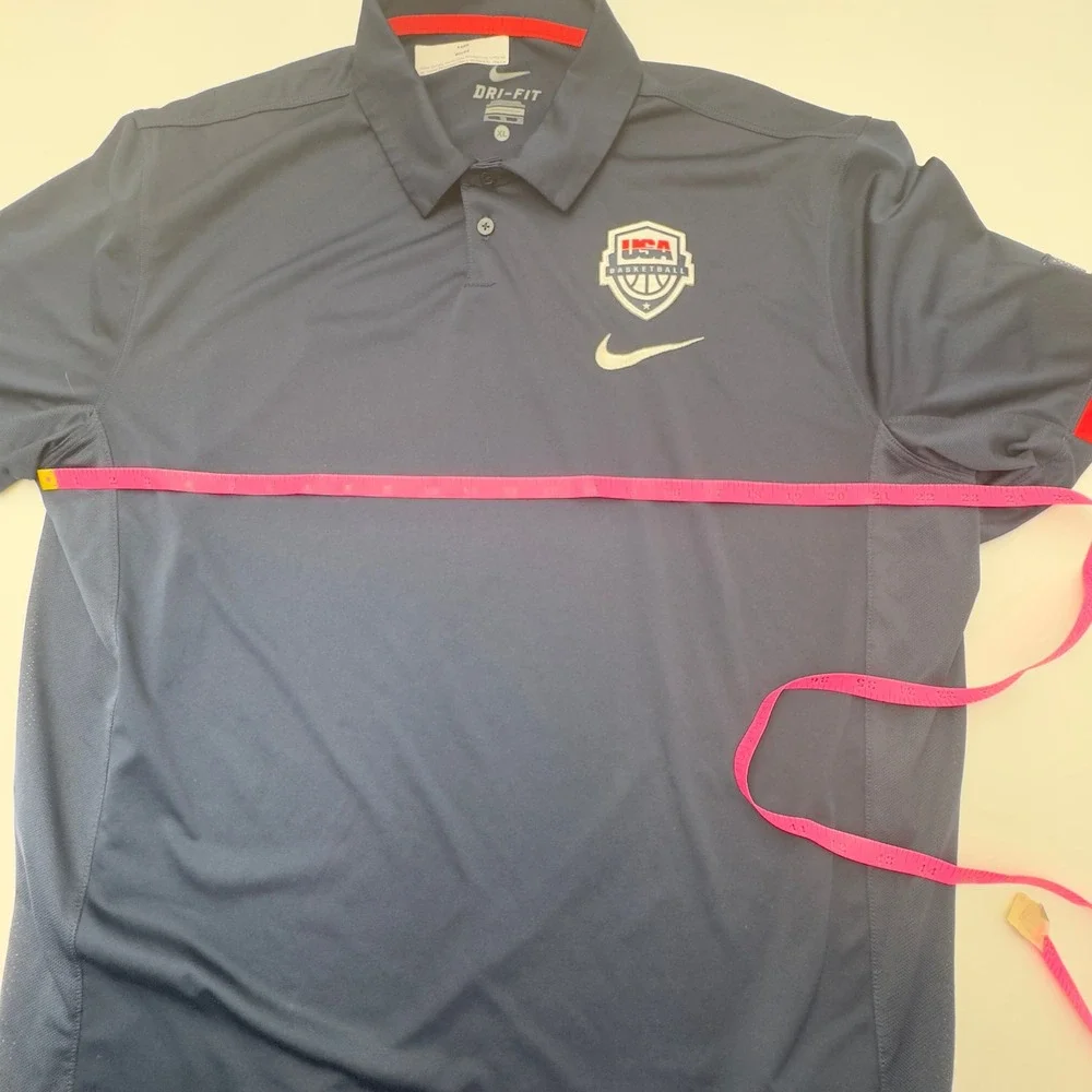 Nike USA Basketball Polo Mens XL Navy Blue‎ Dri-FIT Excellent Embroidered Logo
